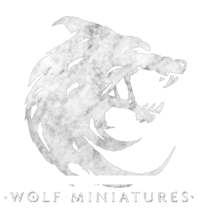 Logo von Wolf Miniatures, stilisierter Wolfskopf